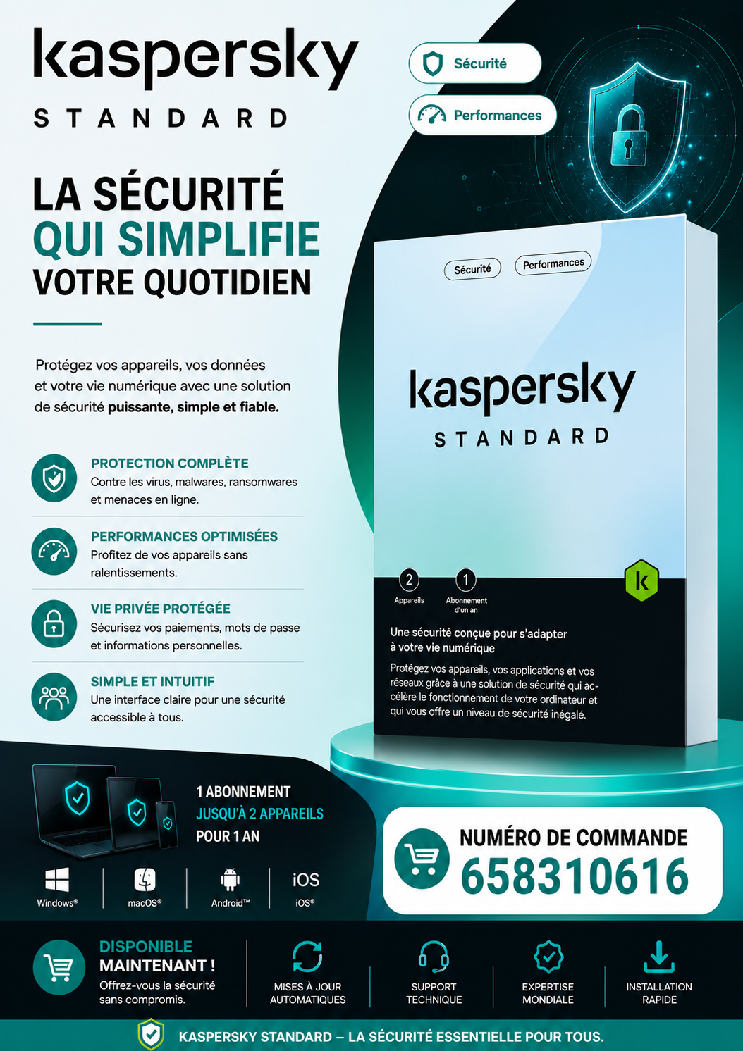 Kaspersky Standard 2 appareils - 1 an