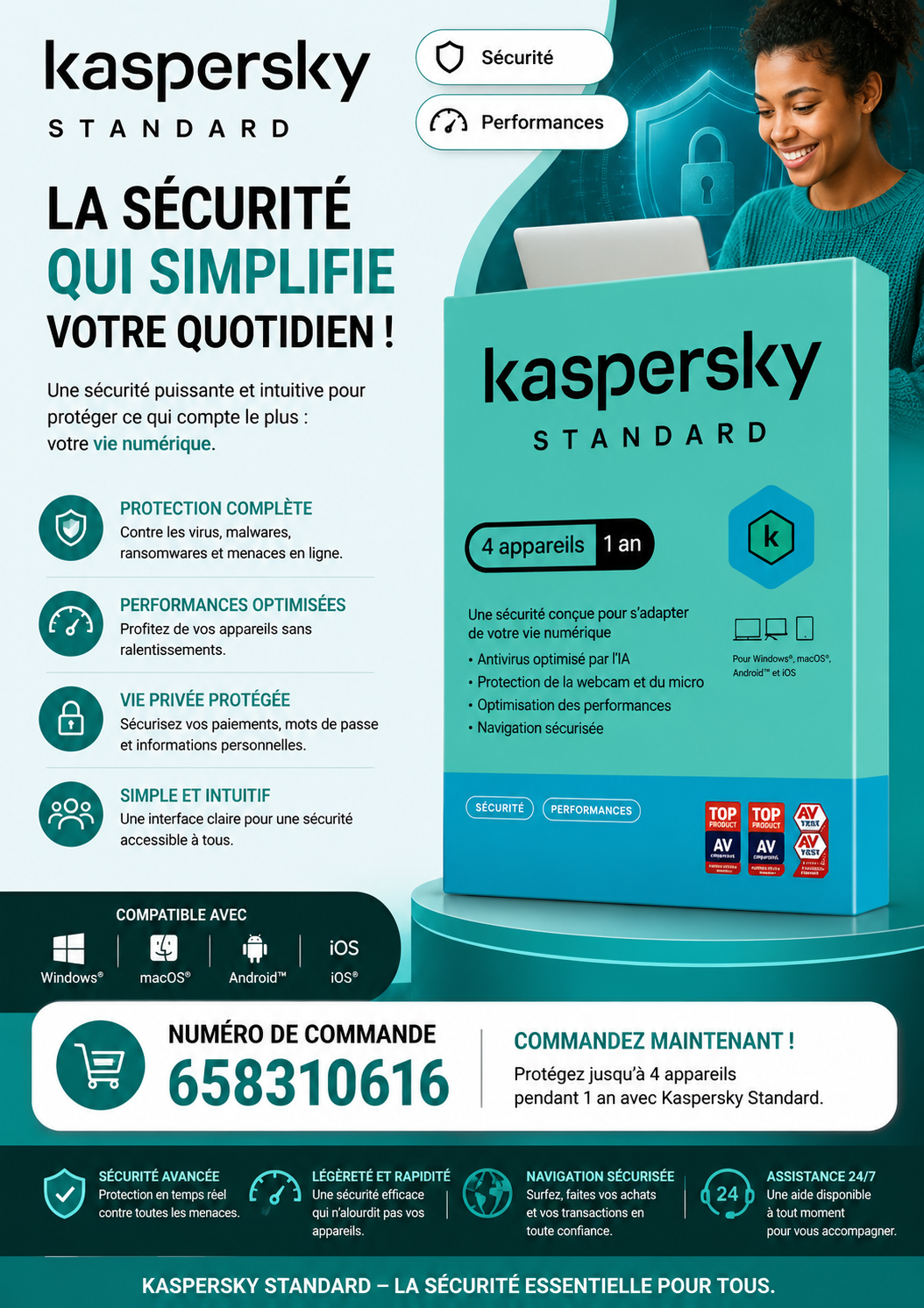 Kaspersky Standard 4 appareils 1 an