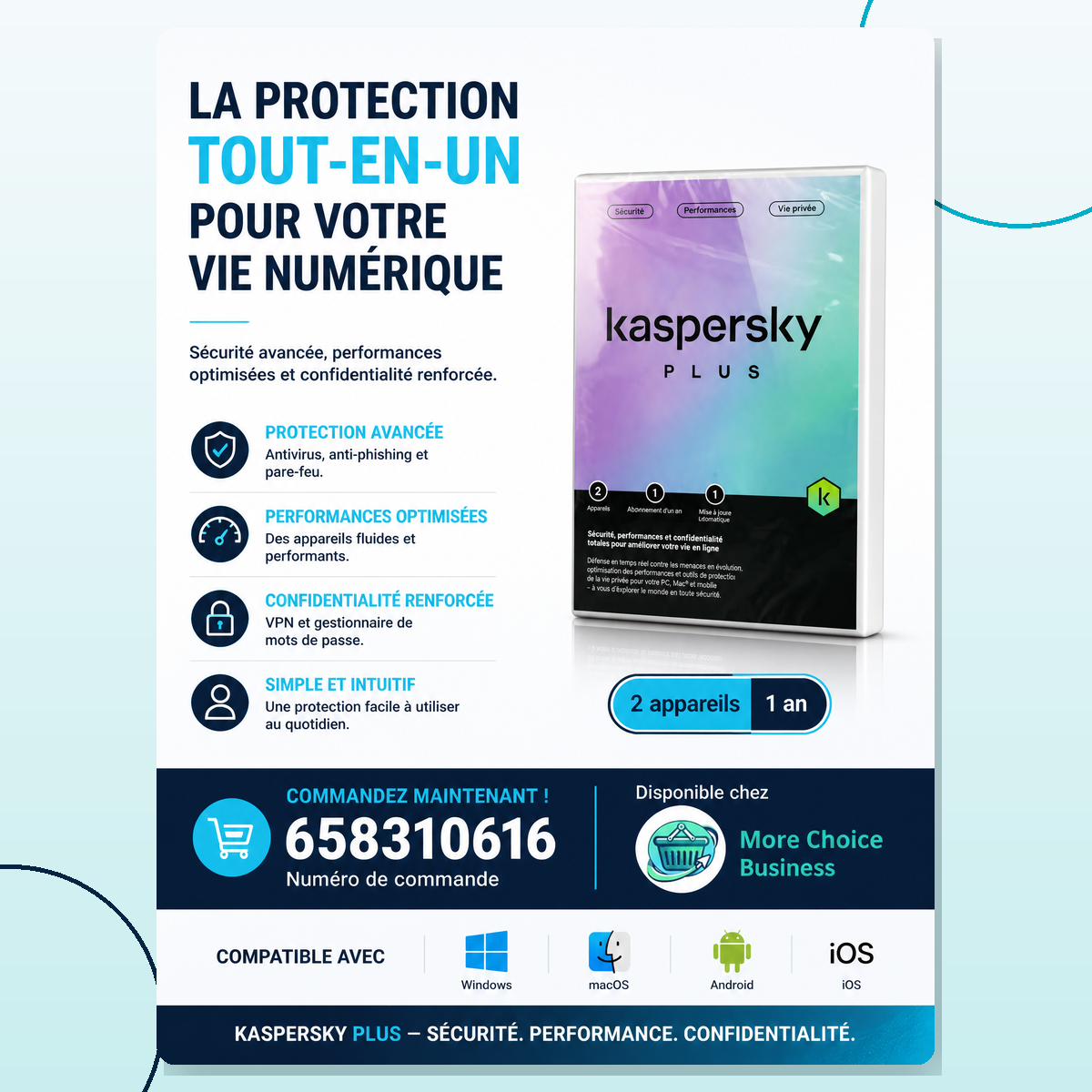 Kaspersky Plus 2 appareils - 1 an
