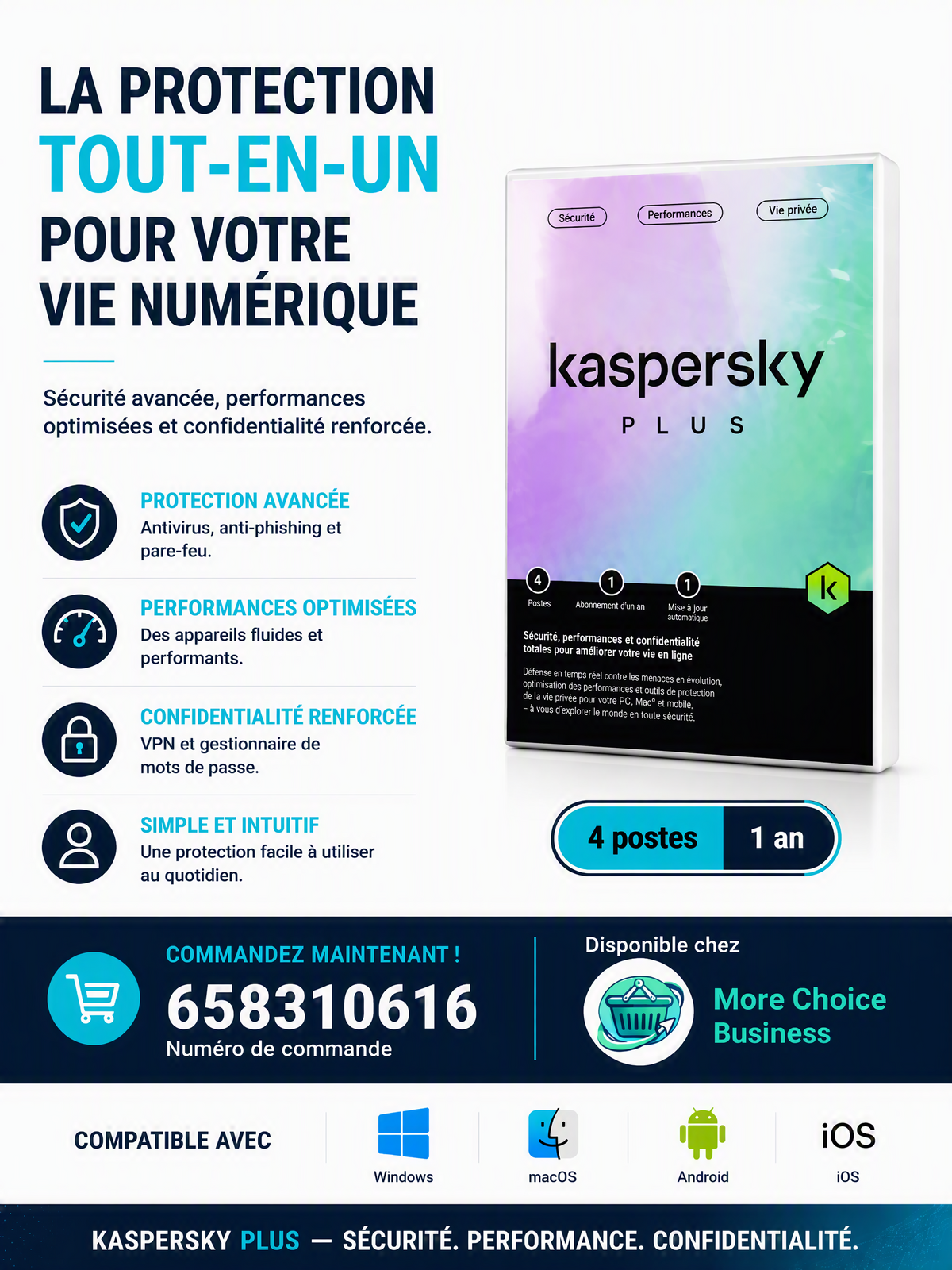 Kaspersky Plus 4 postes 1 an